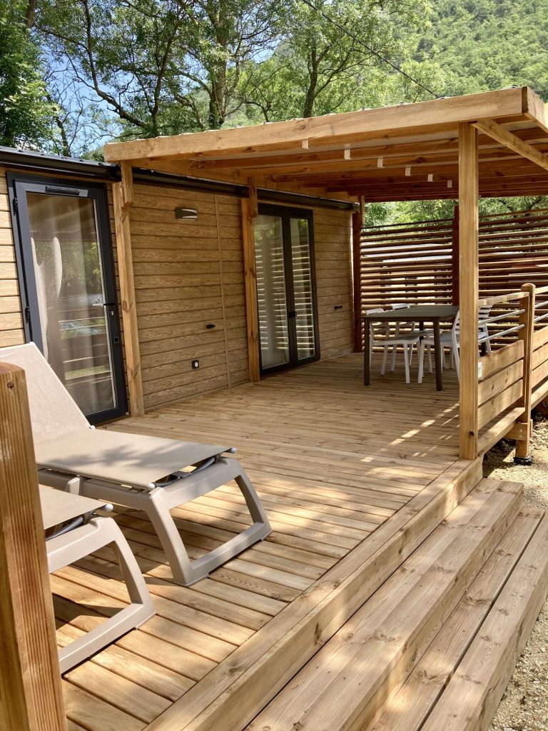 camping 3 etoiles dans la Drôme : les terrasses des mobil homes